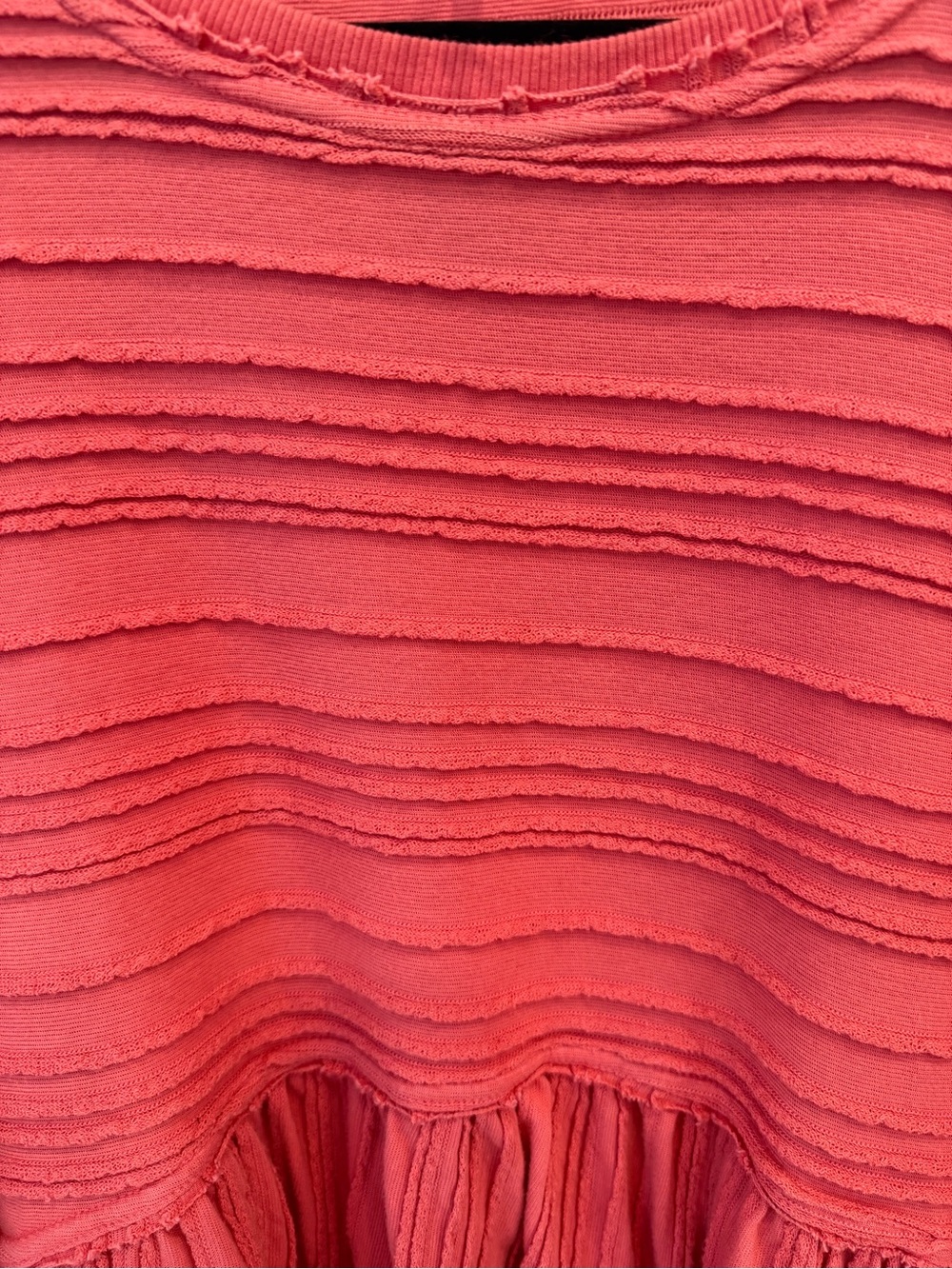 Free People Ribbed Babydoll Mini Dress in Coral can also be worn as a tunic - Picture 3 of 6